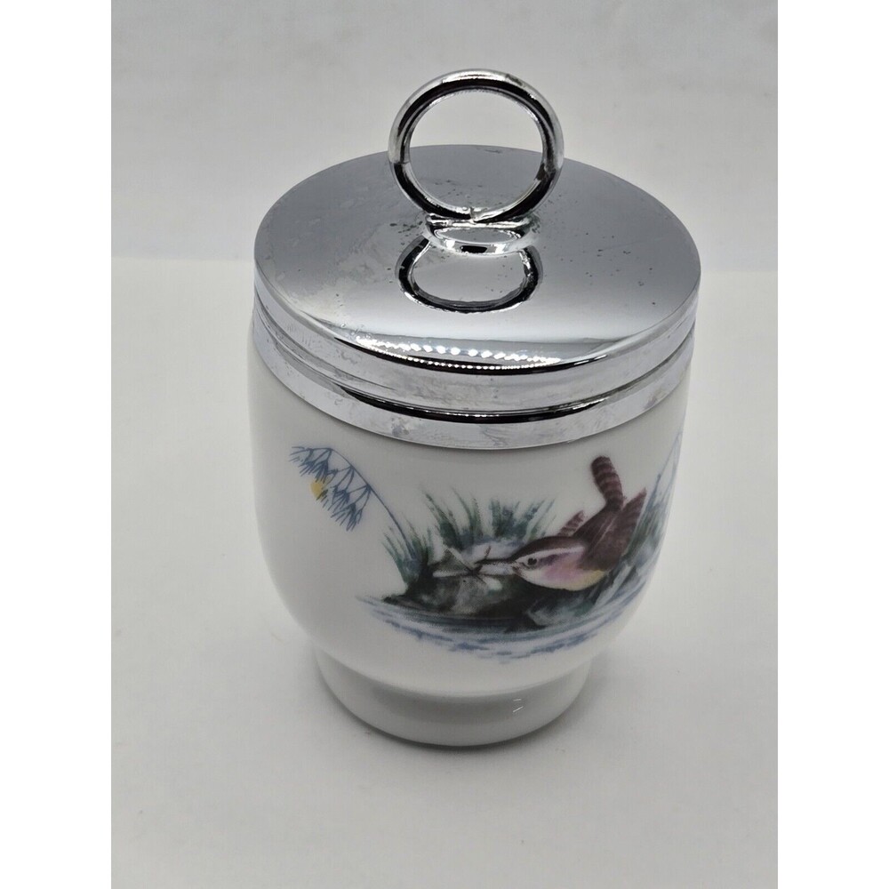 Royal Worcester Fine Porcelain Single Egg Coddler Bird Blue Purple Green Yellow